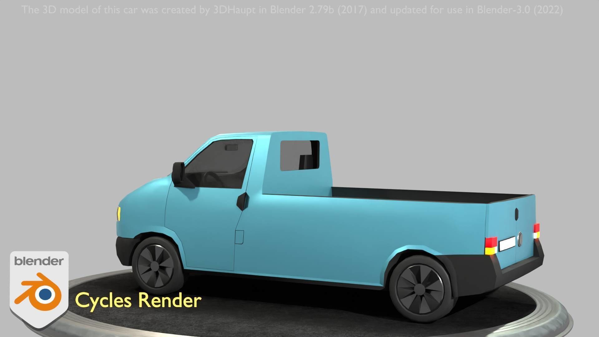 City Car 56 Commercial Pickup 3500 Type-C Blue Low-poly 3D model_89