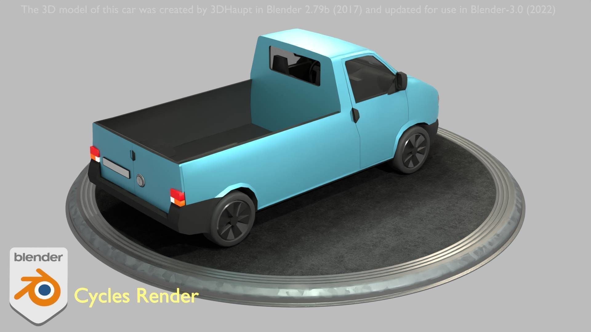 City Car 56 Commercial Pickup 3500 Type-C Blue Low-poly 3D model_61