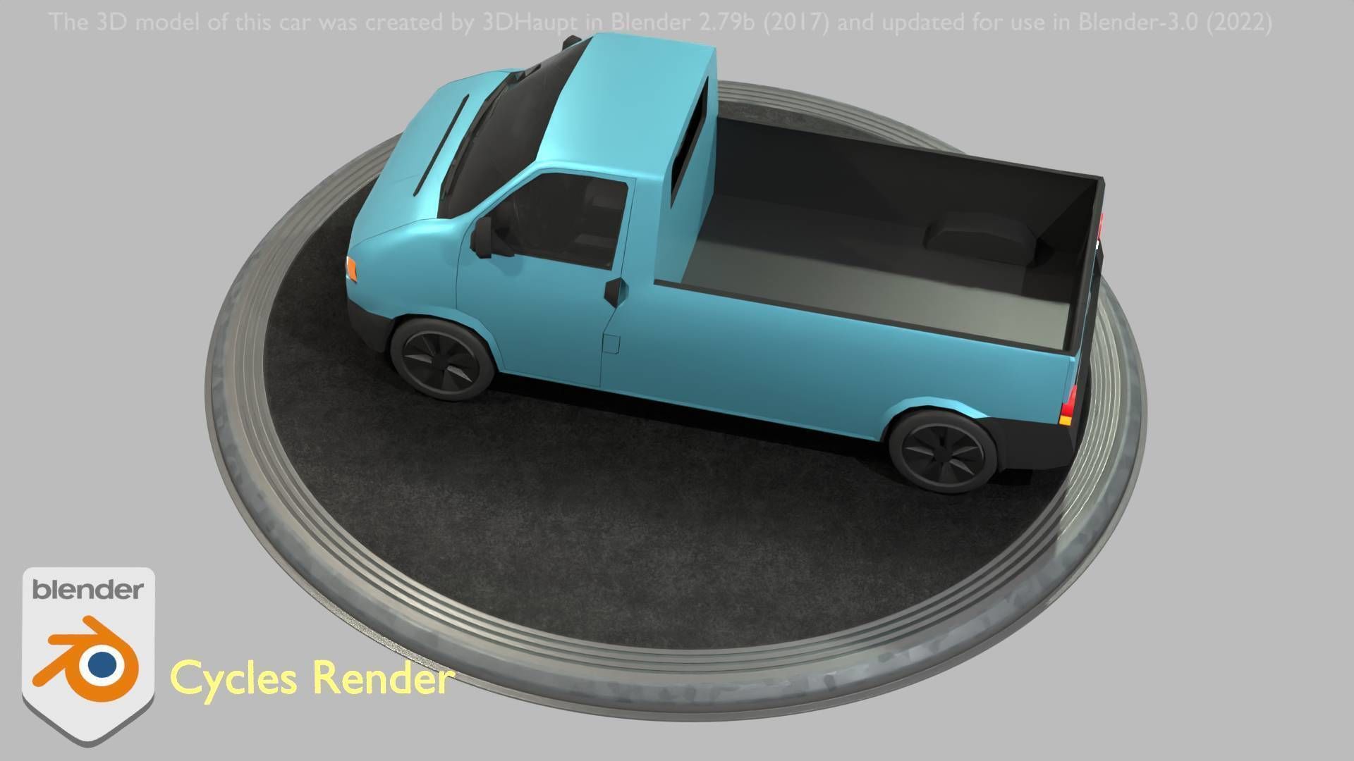City Car 56 Commercial Pickup 3500 Type-C Blue Low-poly 3D model_40