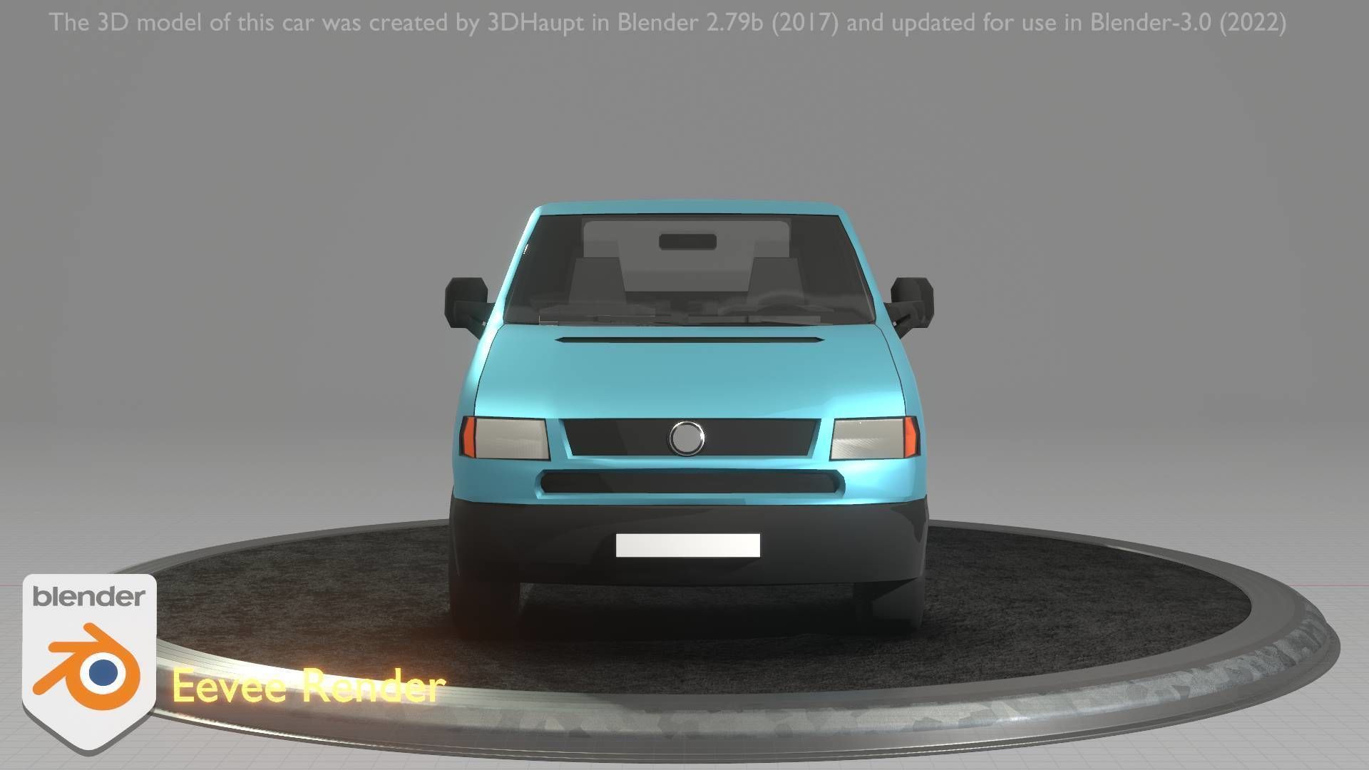 City Car 56 Commercial Pickup 3500 Type-C Blue Low-poly 3D model_19