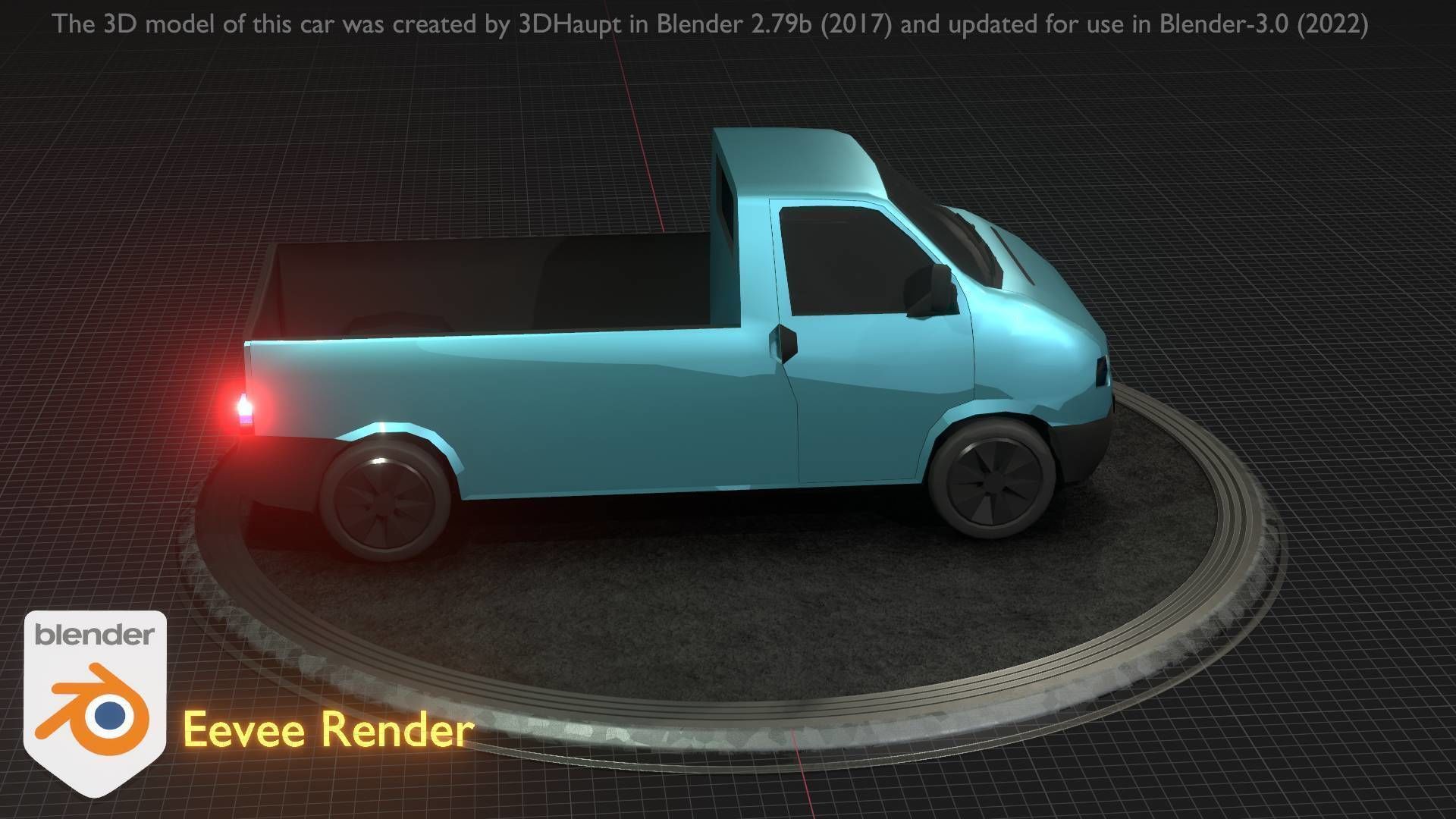 City Car 56 Commercial Pickup 3500 Type-C Blue Low-poly 3D model_36