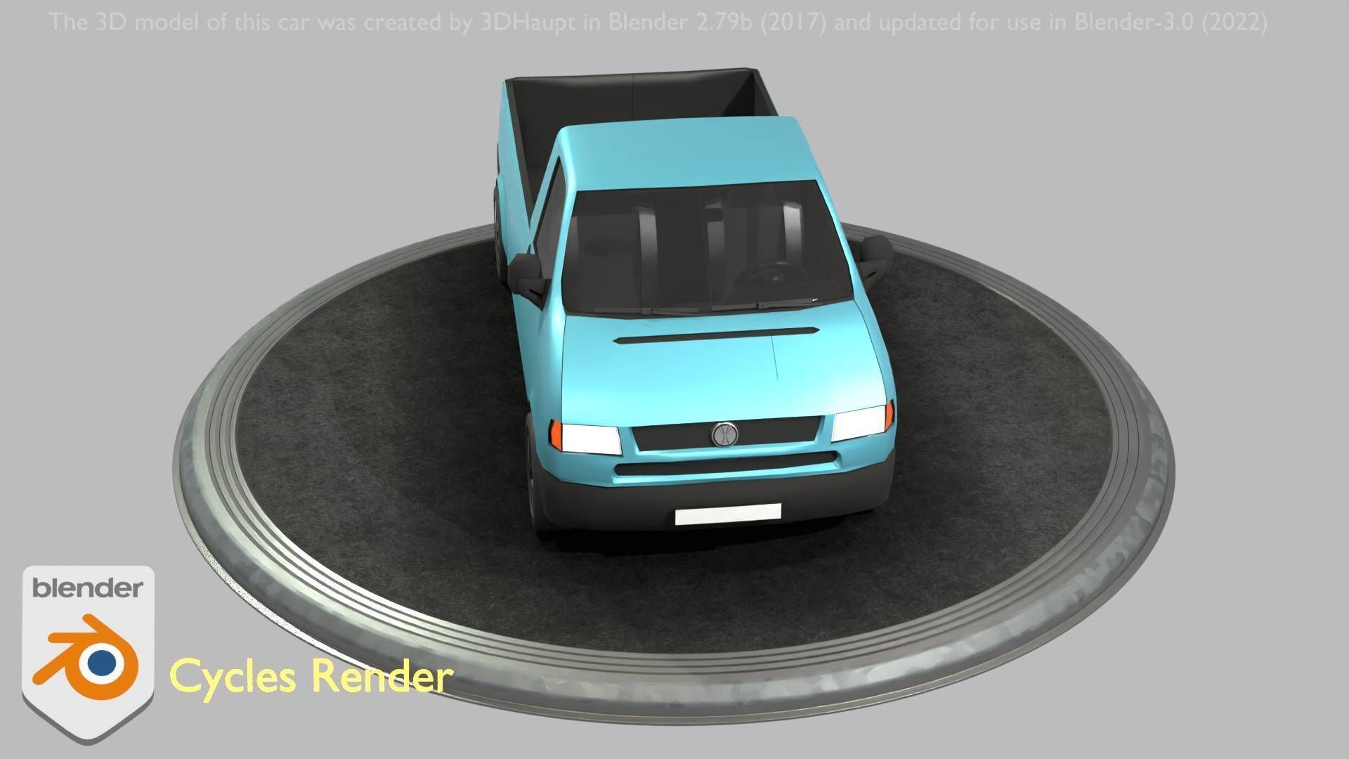 City Car 56 Commercial Pickup 3500 Type-C Blue Low-poly 3D model_74