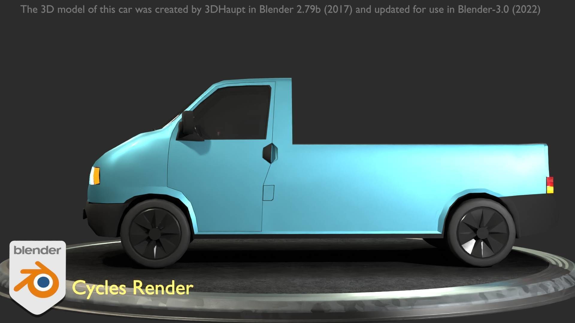 City Car 56 Commercial Pickup 3500 Type-C Blue Low-poly 3D model_65