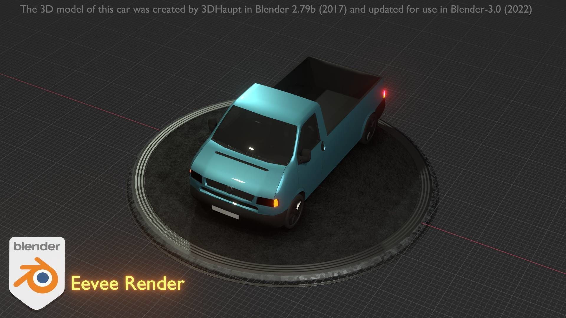 City Car 56 Commercial Pickup 3500 Type-C Blue Low-poly 3D model_48