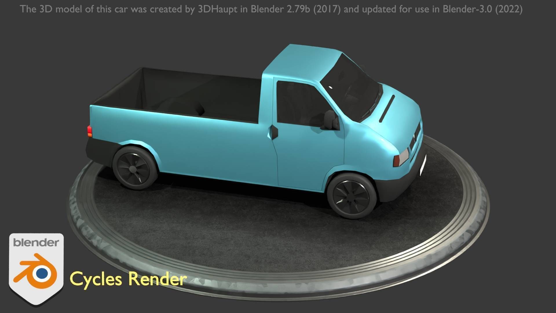City Car 56 Commercial Pickup 3500 Type-C Blue Low-poly 3D model_34