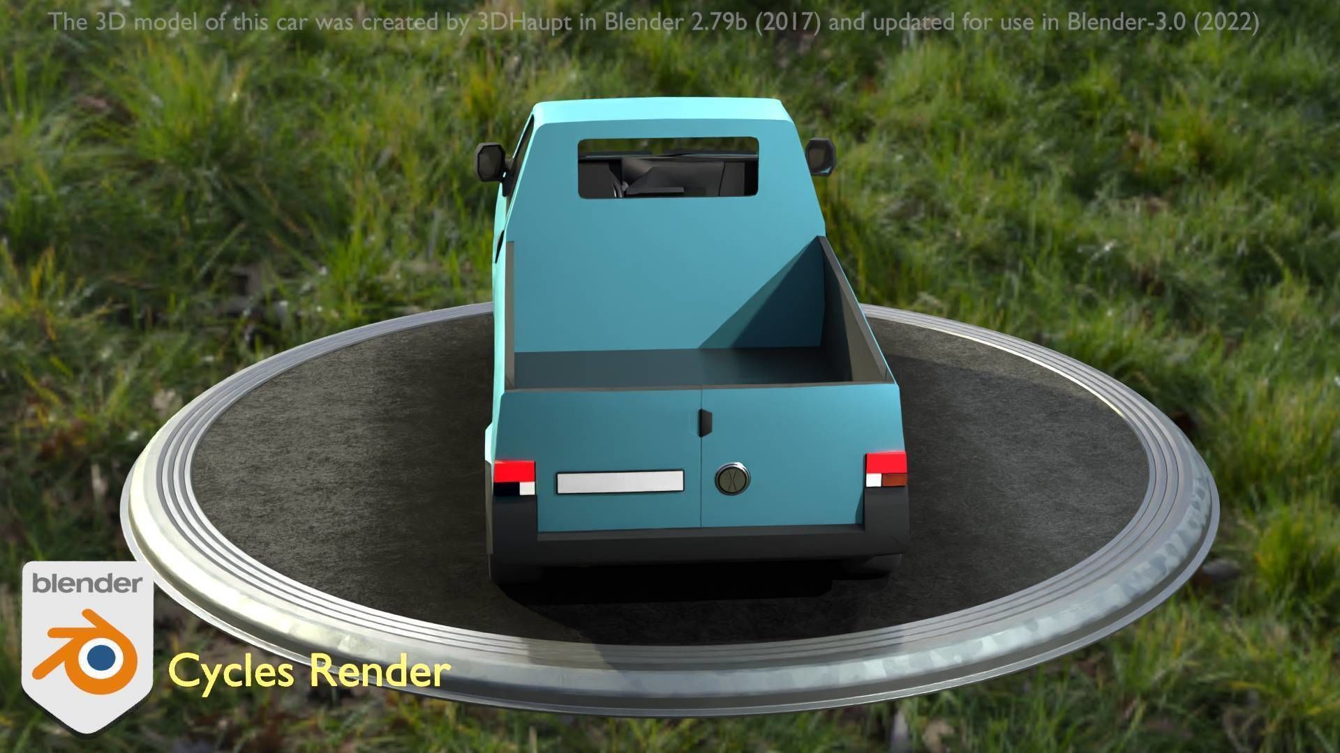 City Car 56 Commercial Pickup 3500 Type-C Blue Low-poly 3D model_75