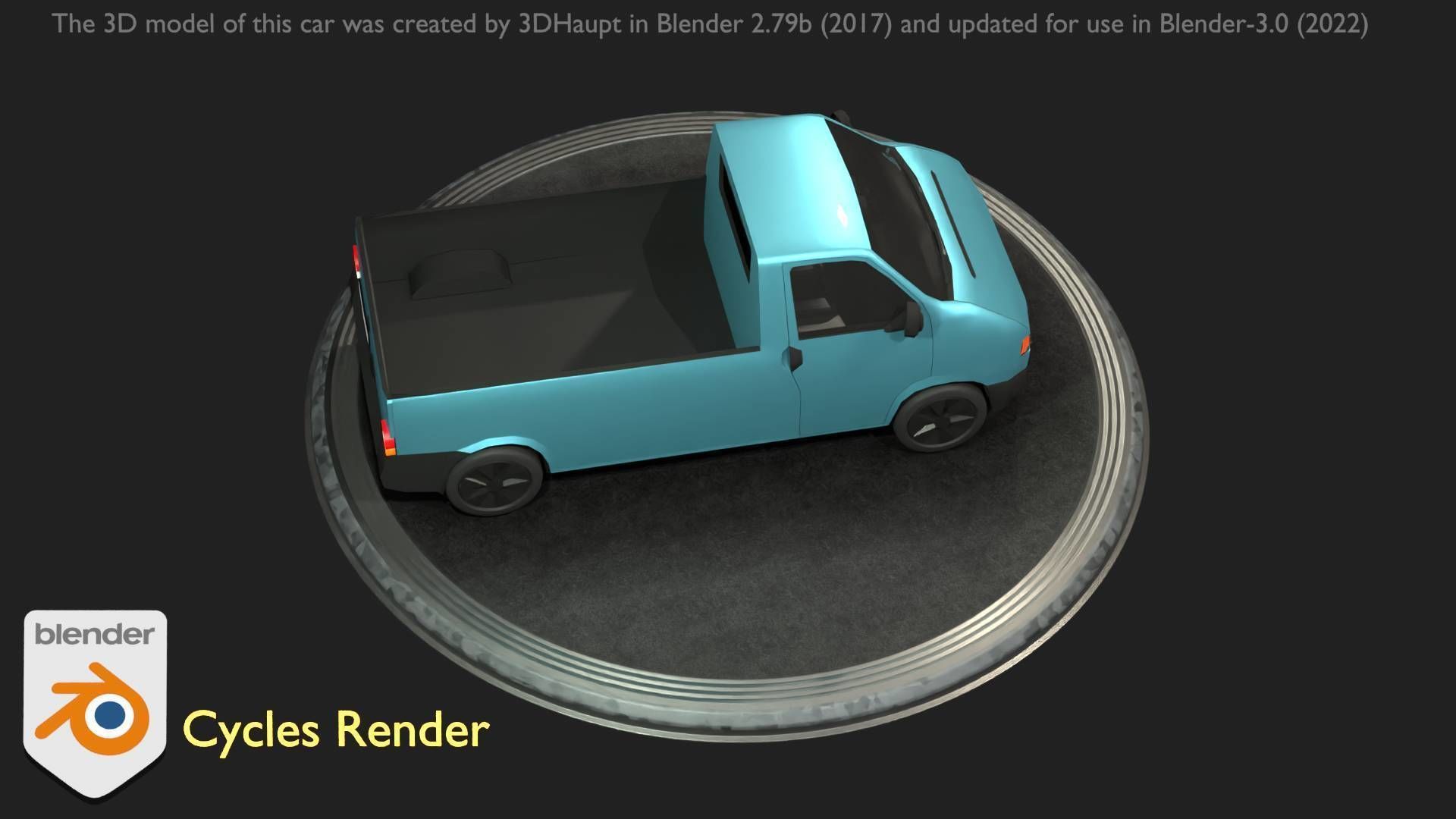 City Car 56 Commercial Pickup 3500 Type-C Blue Low-poly 3D model_84