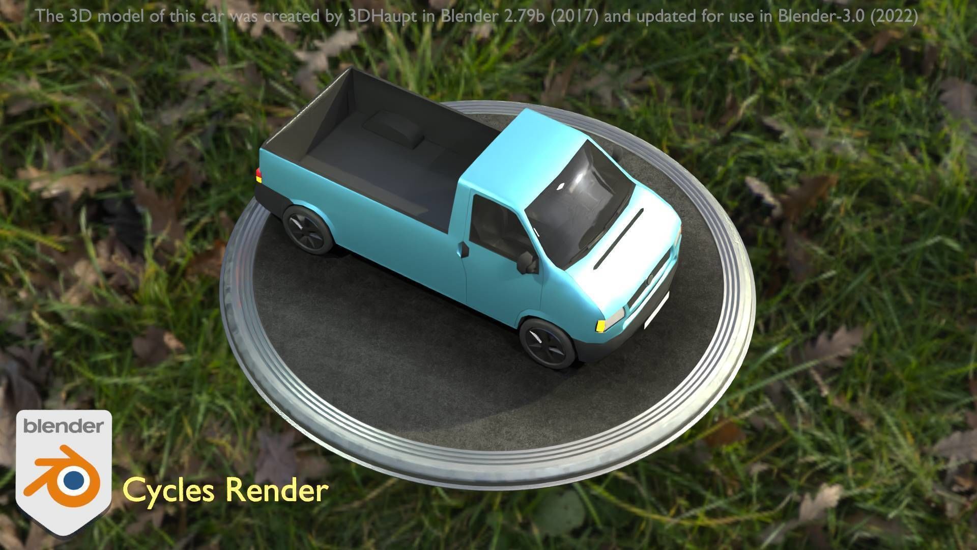 City Car 56 Commercial Pickup 3500 Type-C Blue Low-poly 3D model_88