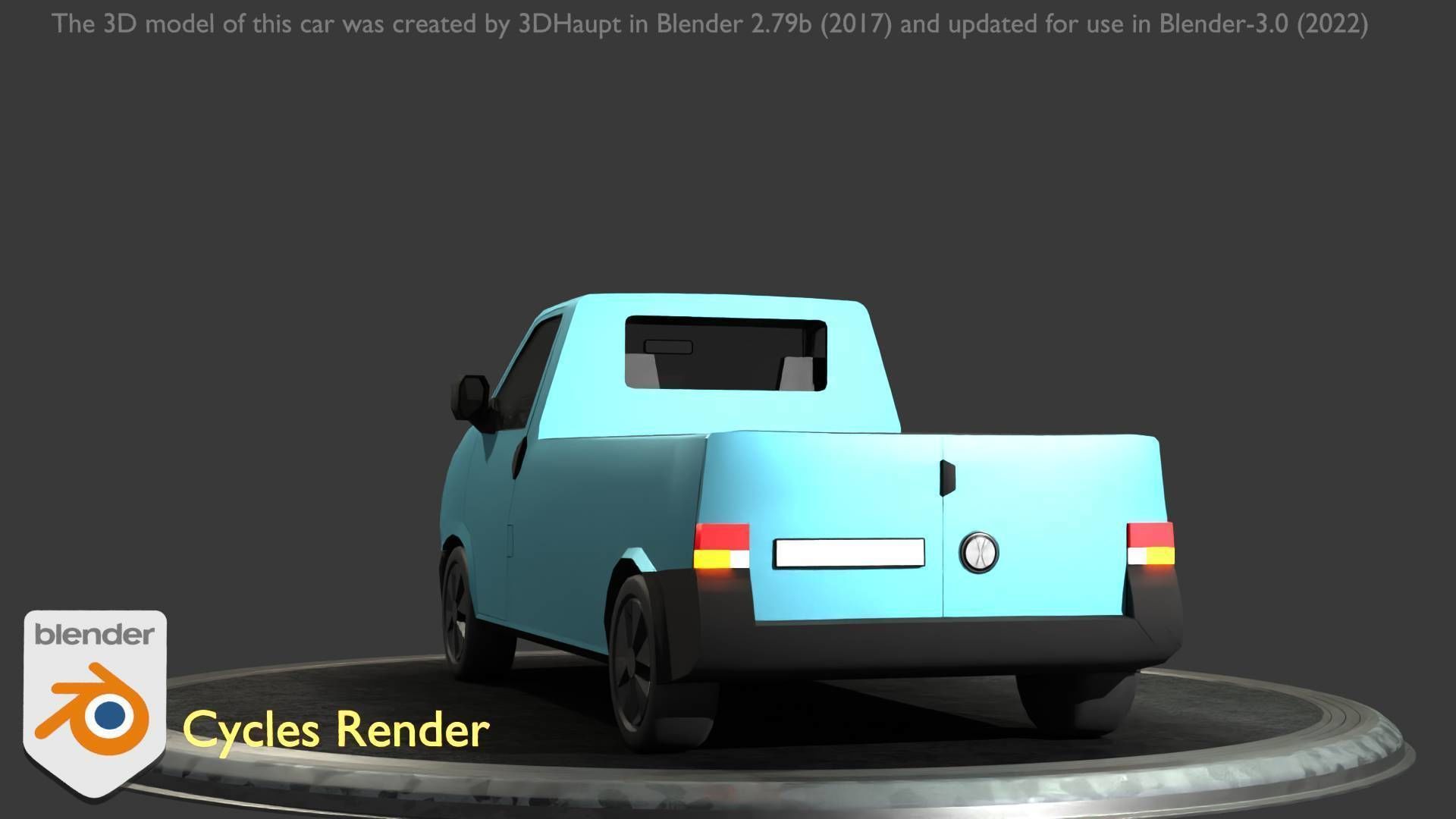 City Car 56 Commercial Pickup 3500 Type-C Blue Low-poly 3D model_94