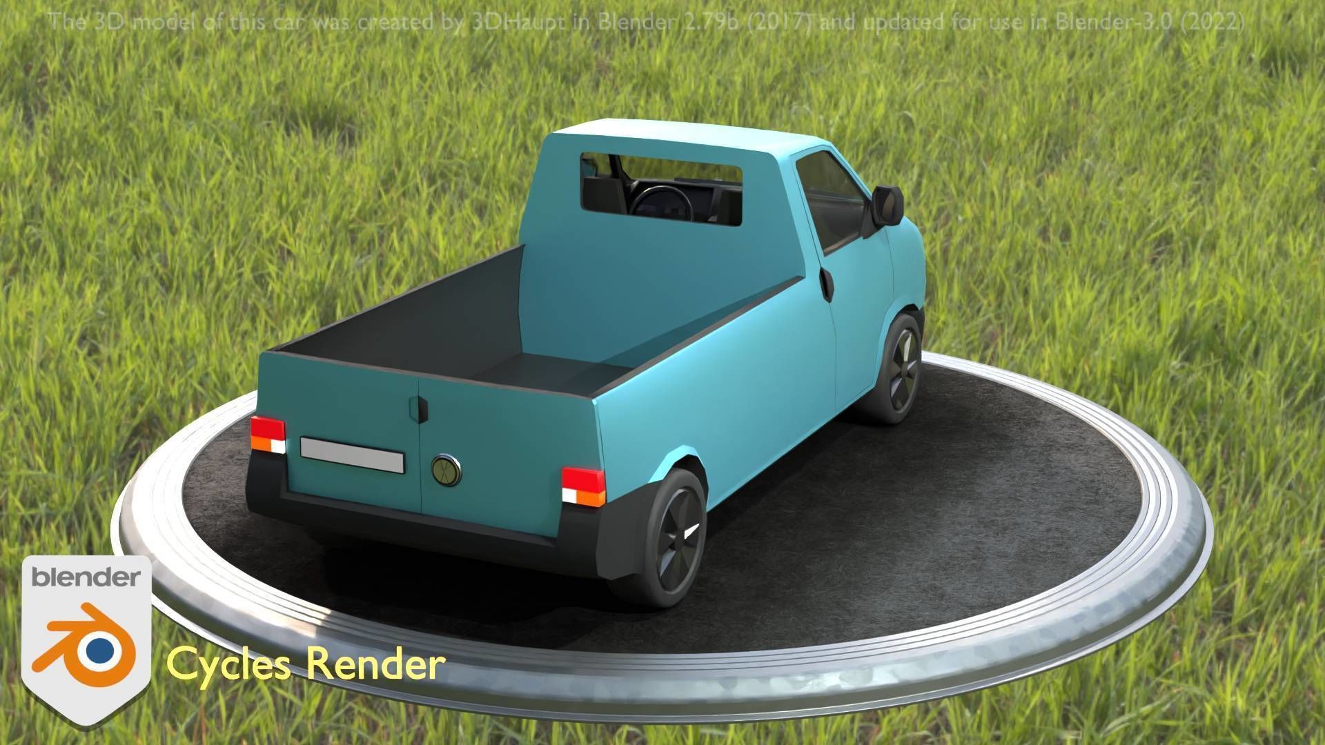 City Car 56 Commercial Pickup 3500 Type-C Blue Low-poly 3D model_101