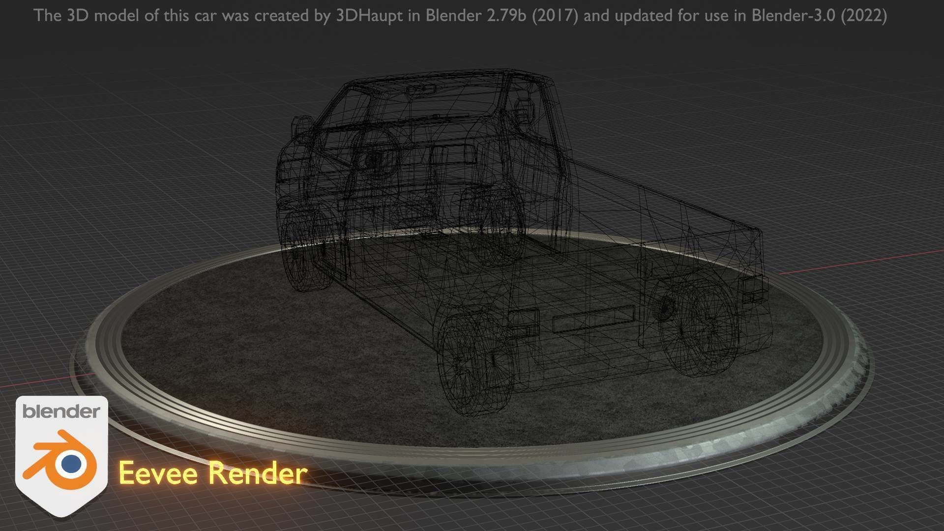 City Car 56 Commercial Pickup 3500 Type-C Blue Low-poly 3D model_71