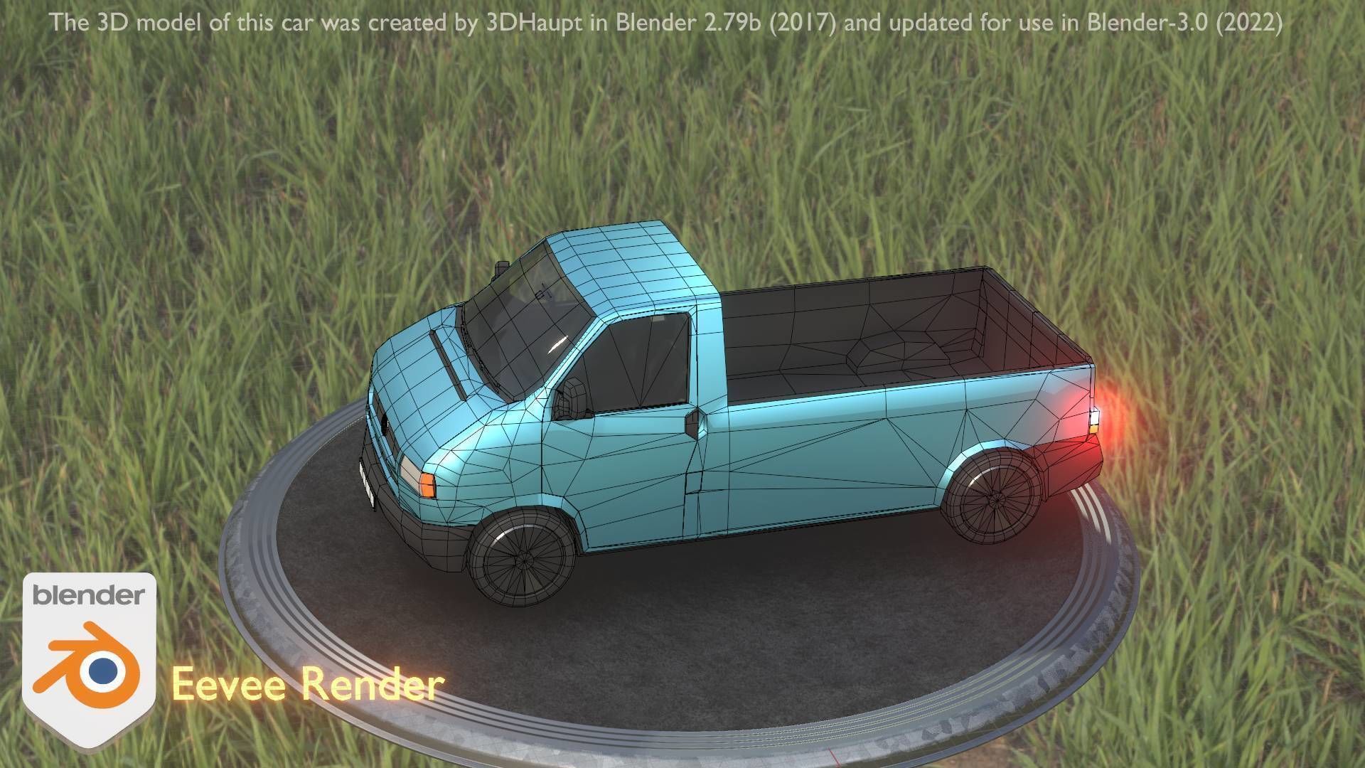 City Car 56 Commercial Pickup 3500 Type-C Blue Low-poly 3D model_56