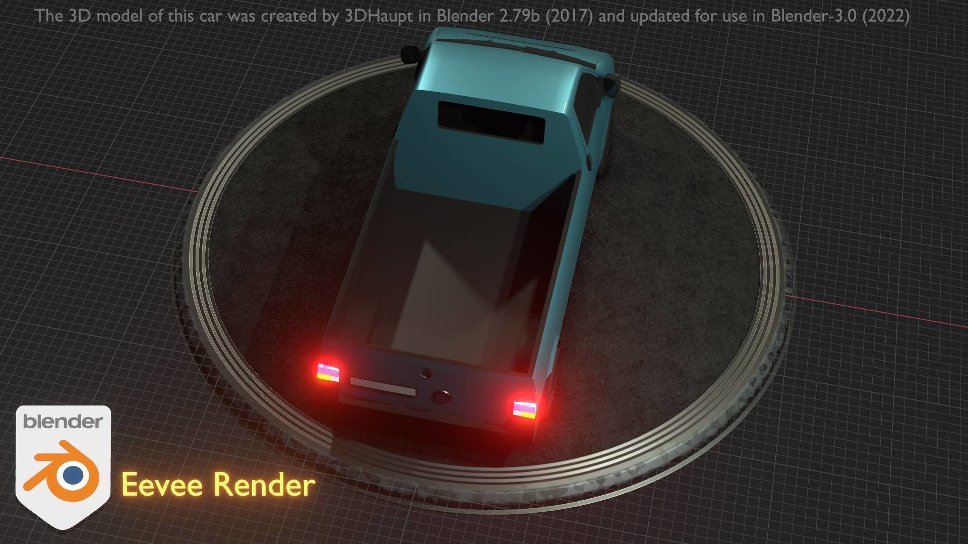 City Car 56 Commercial Pickup 3500 Type-C Blue Low-poly 3D model_83