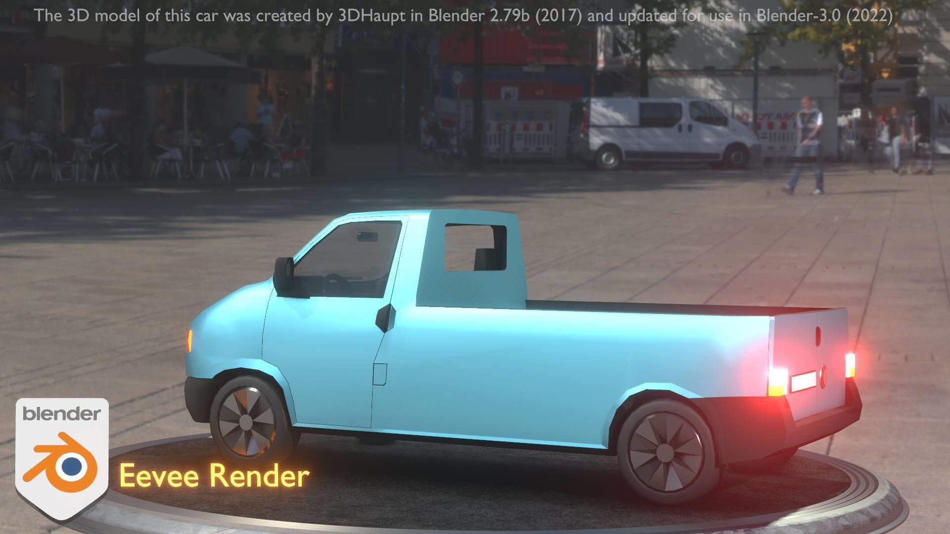 City Car 56 Commercial Pickup 3500 Type-C Blue Low-poly 3D model_59