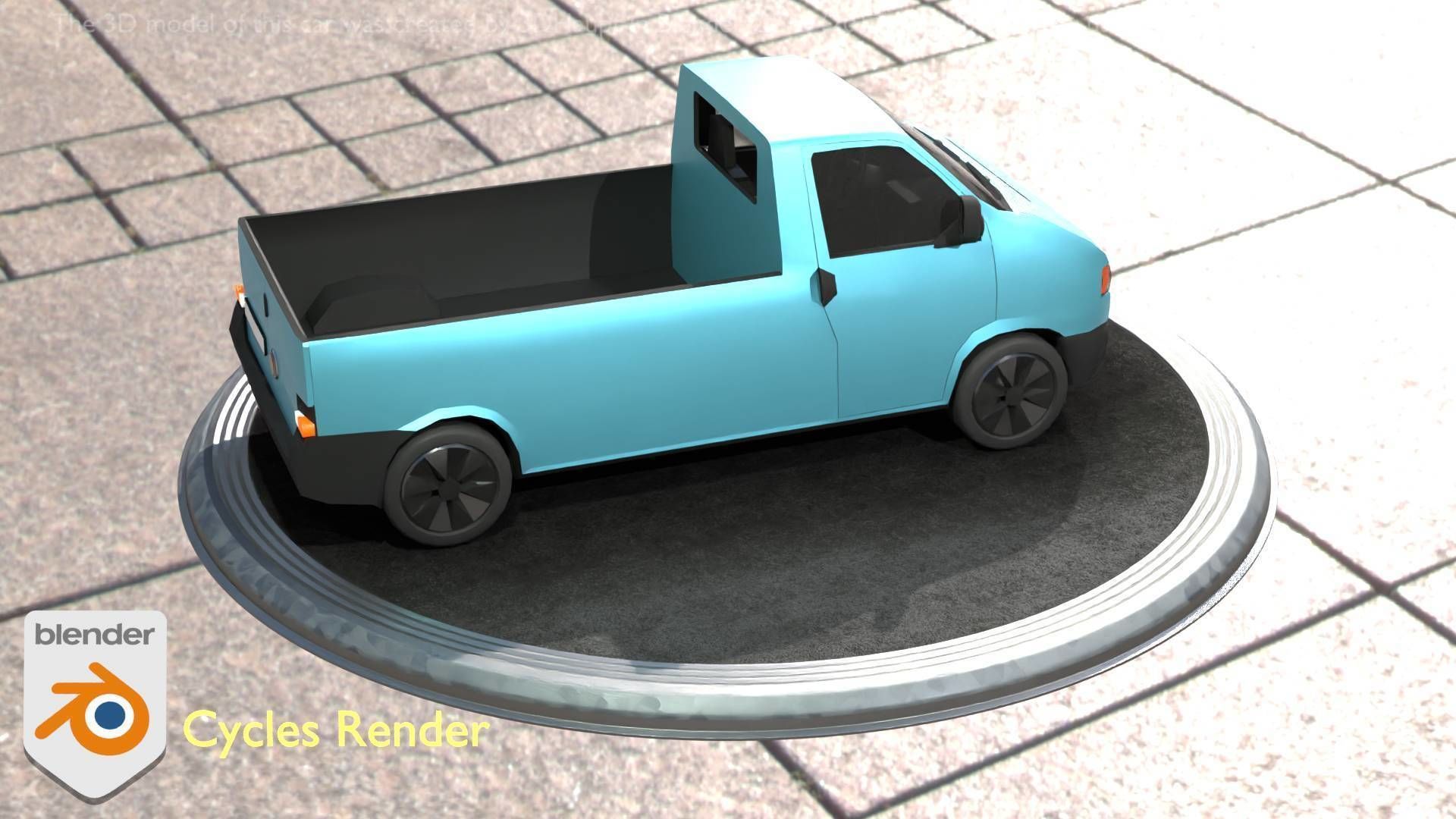 City Car 56 Commercial Pickup 3500 Type-C Blue Low-poly 3D model_96