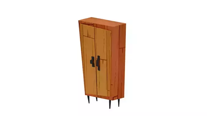 Stylized wooden cabinet low-poly game ready Low-poly 3D model