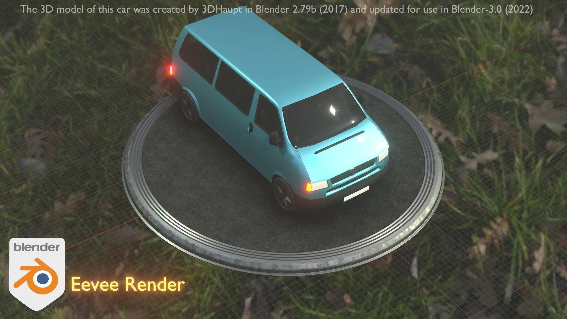 City Car 57 Commercial Minibus Type-C Blue Low-poly 3D model_73