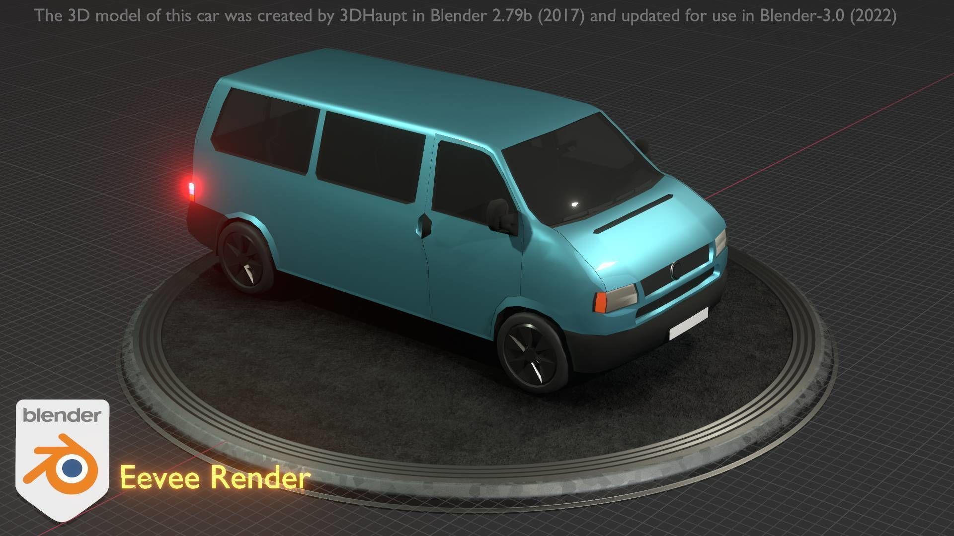 City Car 57 Commercial Minibus Type-C Blue Low-poly 3D model_101