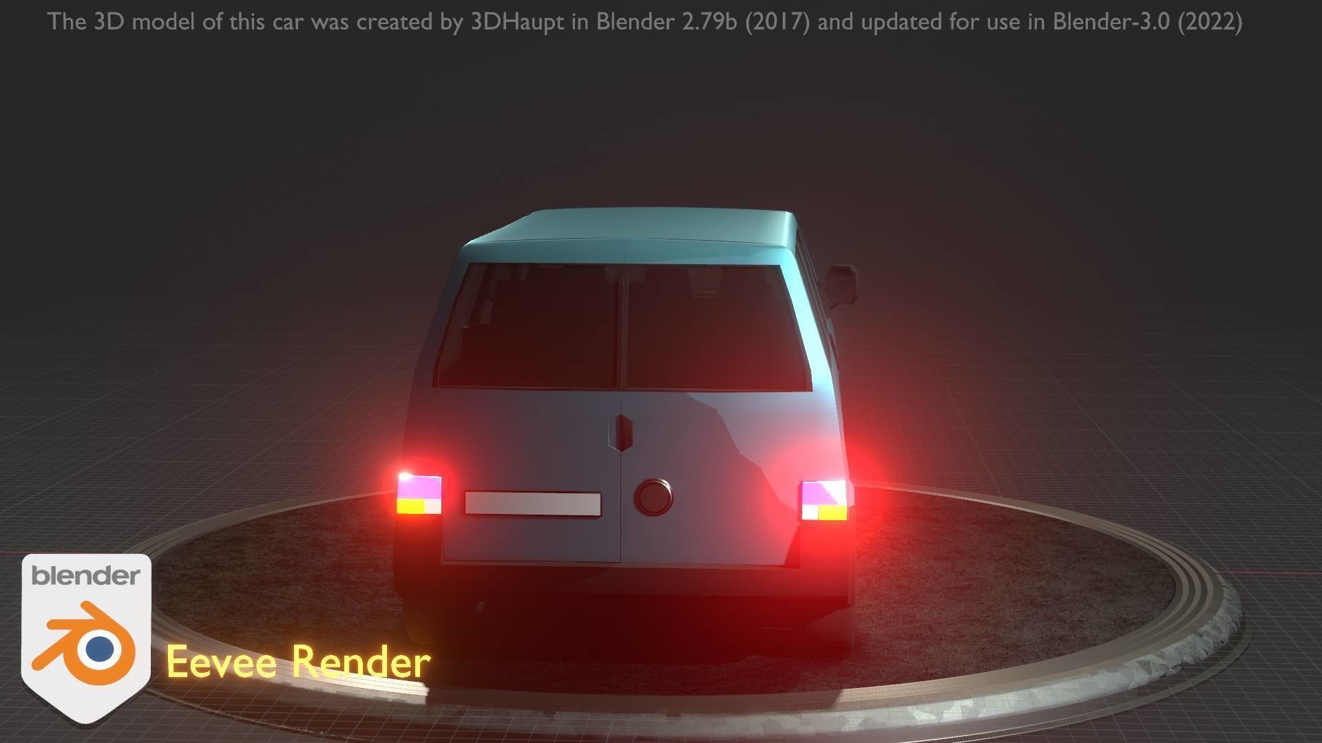 City Car 57 Commercial Minibus Type-C Blue Low-poly 3D model_81