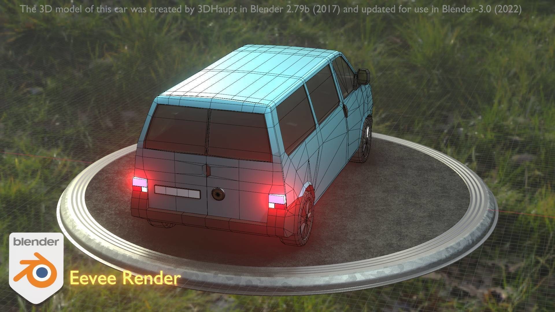 City Car 57 Commercial Minibus Type-C Blue Low-poly 3D model_53