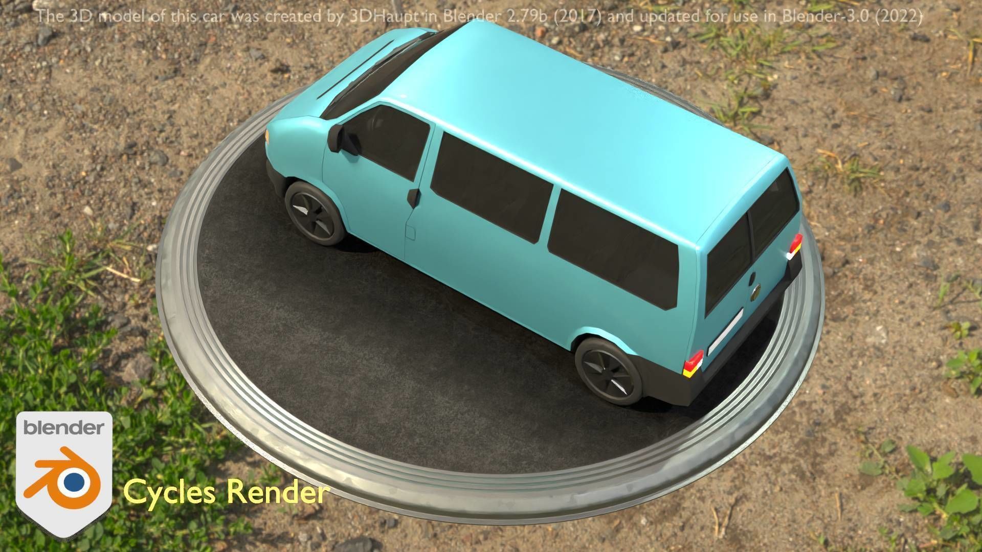 City Car 57 Commercial Minibus Type-C Blue Low-poly 3D model_64