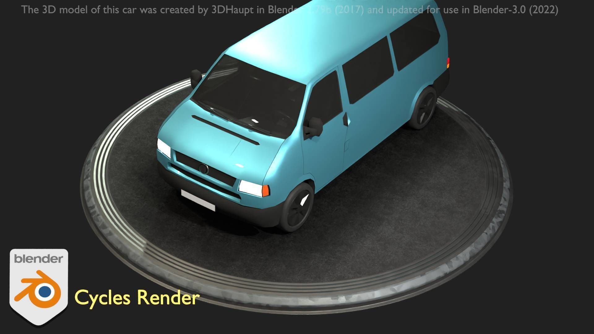 City Car 57 Commercial Minibus Type-C Blue Low-poly 3D model_61