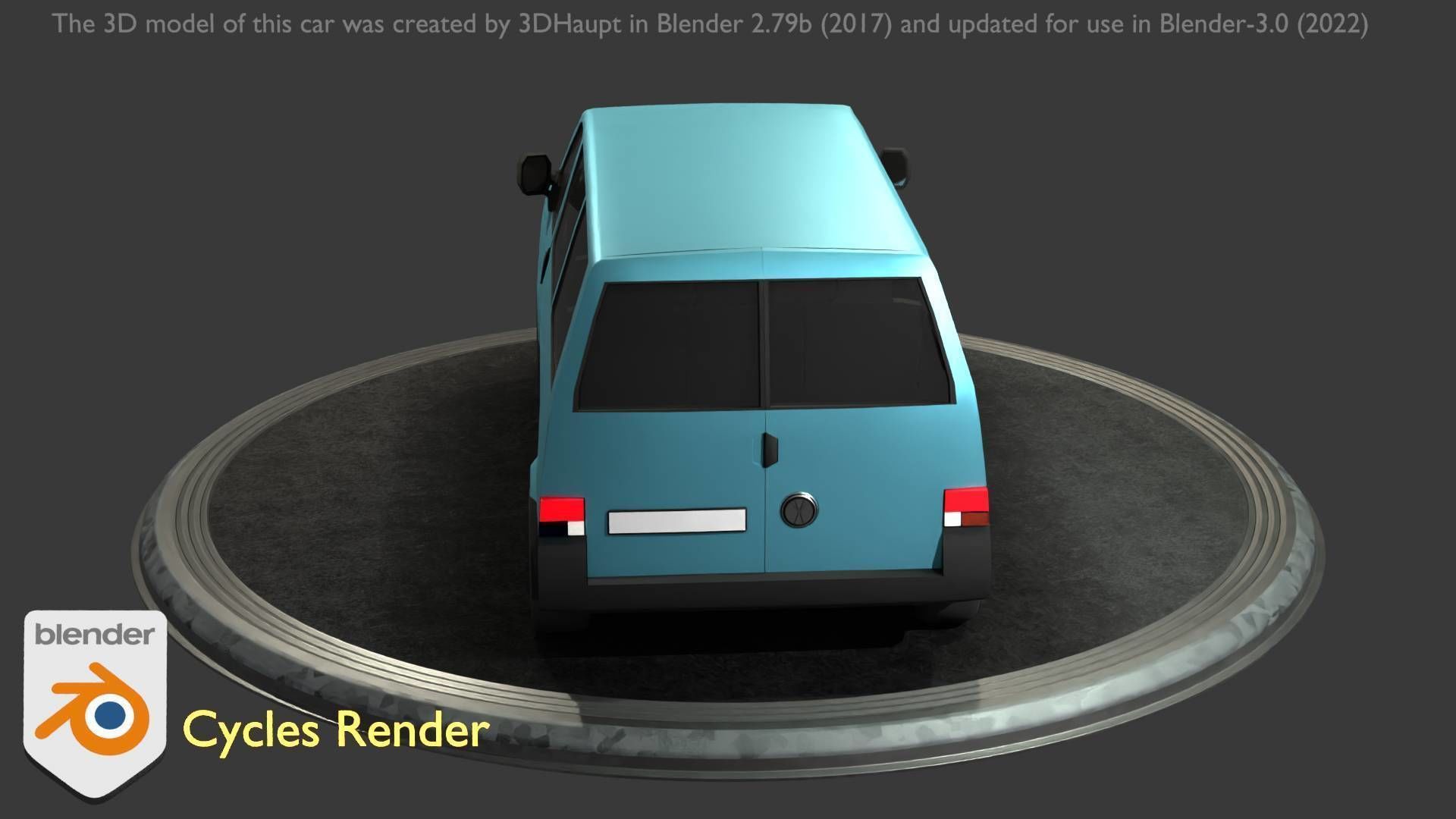 City Car 57 Commercial Minibus Type-C Blue Low-poly 3D model_52