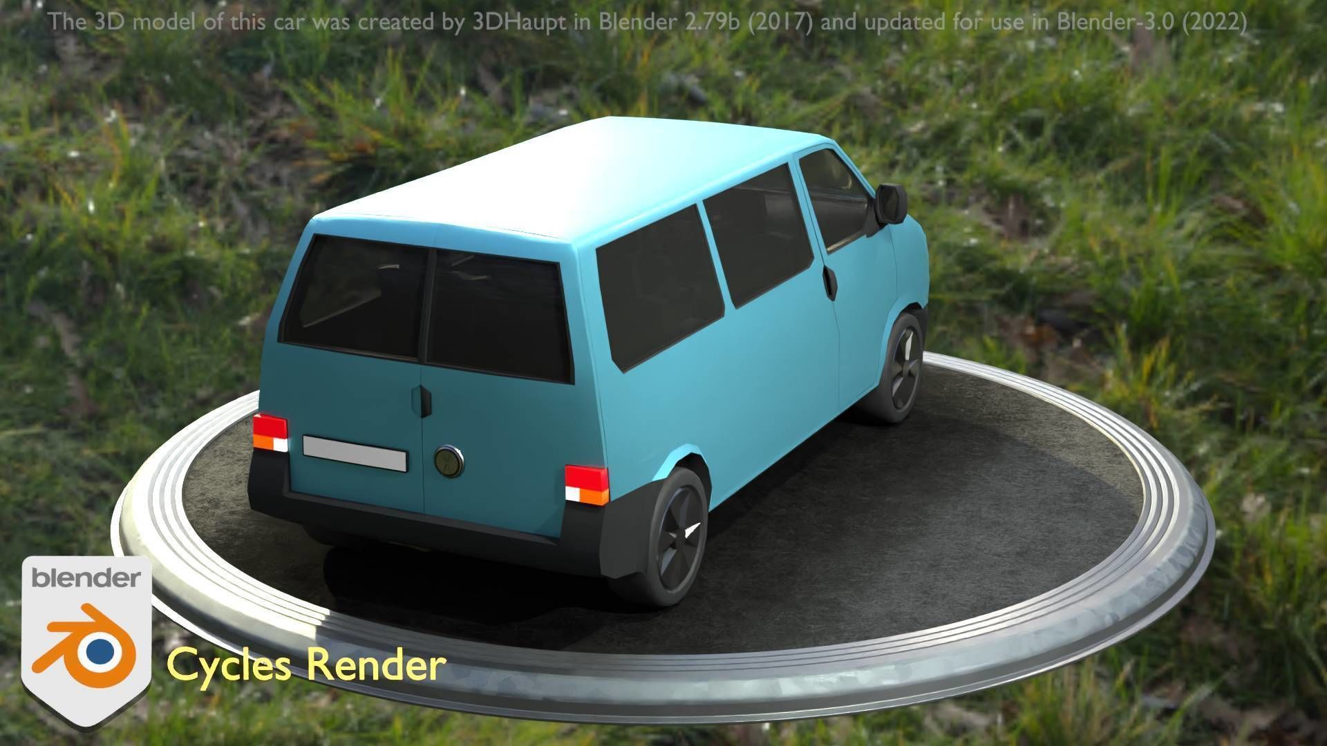 City Car 57 Commercial Minibus Type-C Blue Low-poly 3D model_82