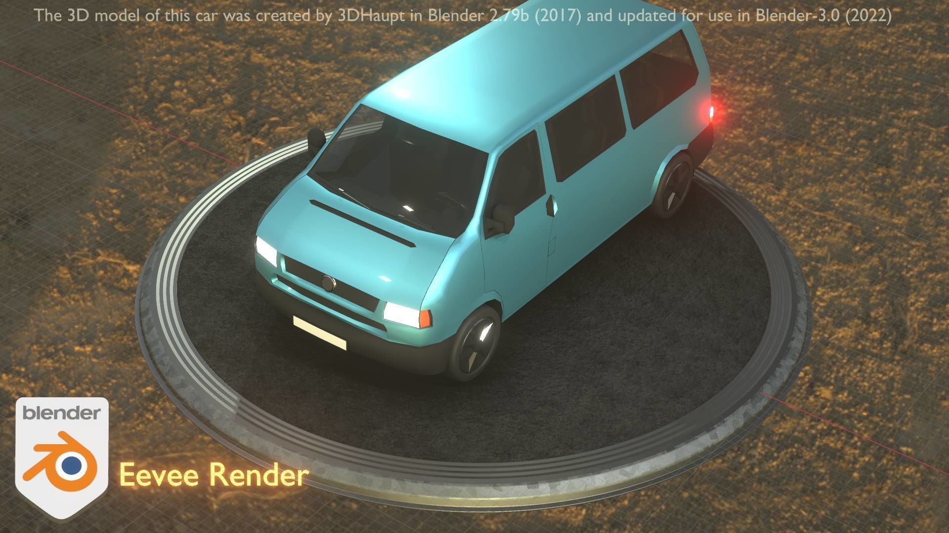 City Car 57 Commercial Minibus Type-C Blue Low-poly 3D model_16