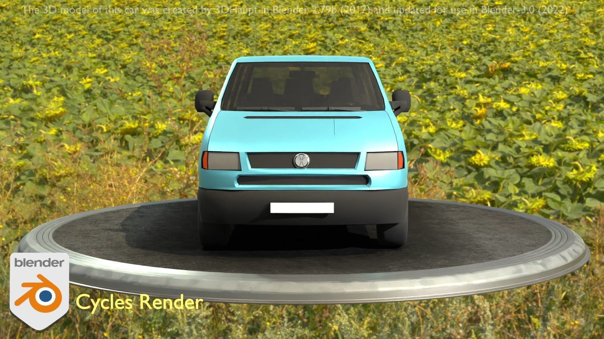 City Car 57 Commercial Minibus Type-C Blue Low-poly 3D model_46