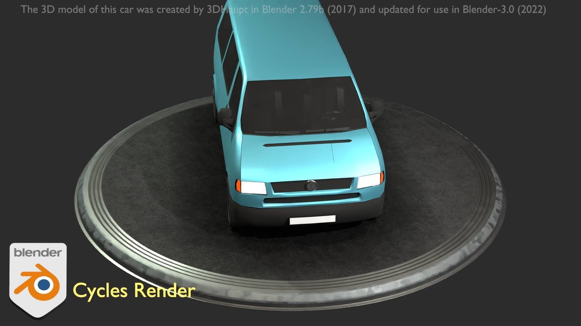 City Car 57 Commercial Minibus Type-C Blue Low-poly 3D model_59