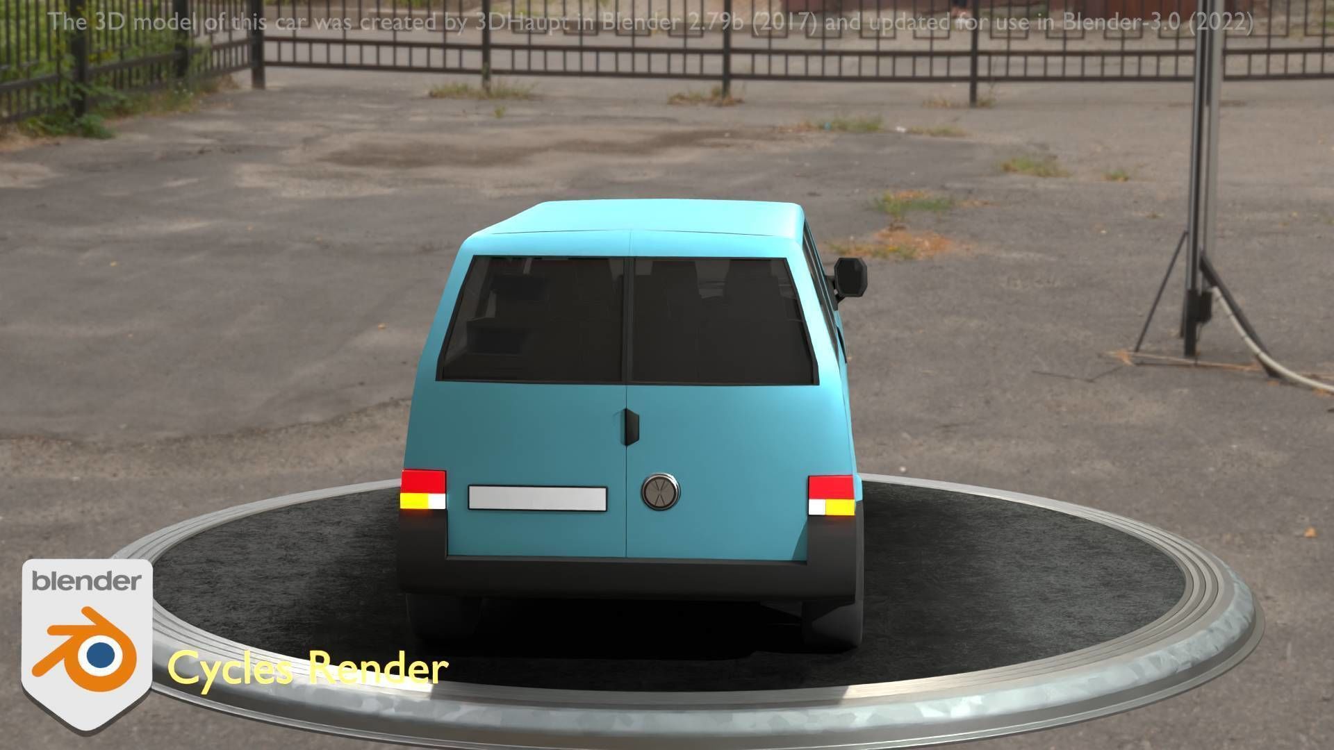 City Car 57 Commercial Minibus Type-C Blue Low-poly 3D model_39