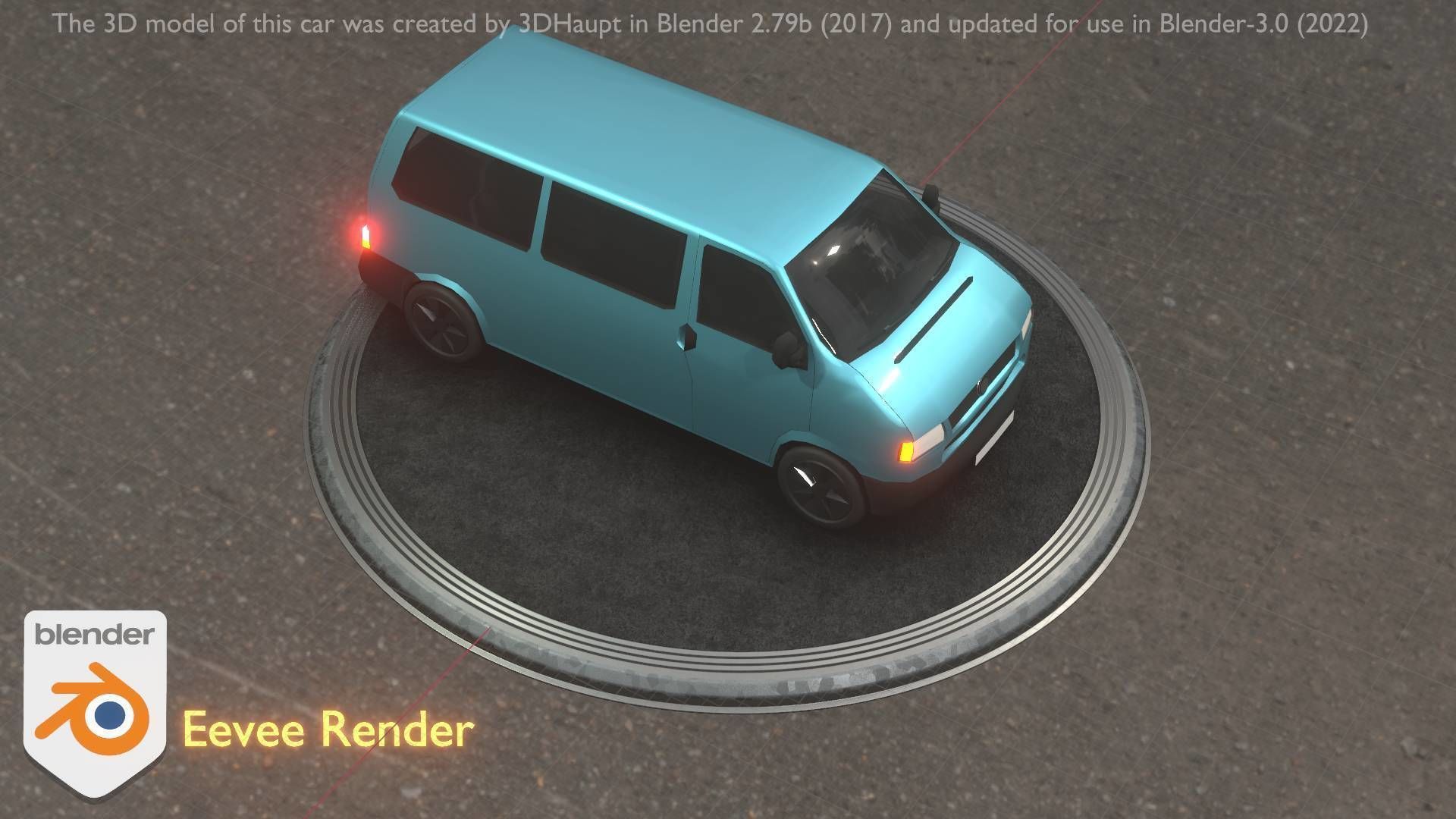 City Car 57 Commercial Minibus Type-C Blue Low-poly 3D model_21