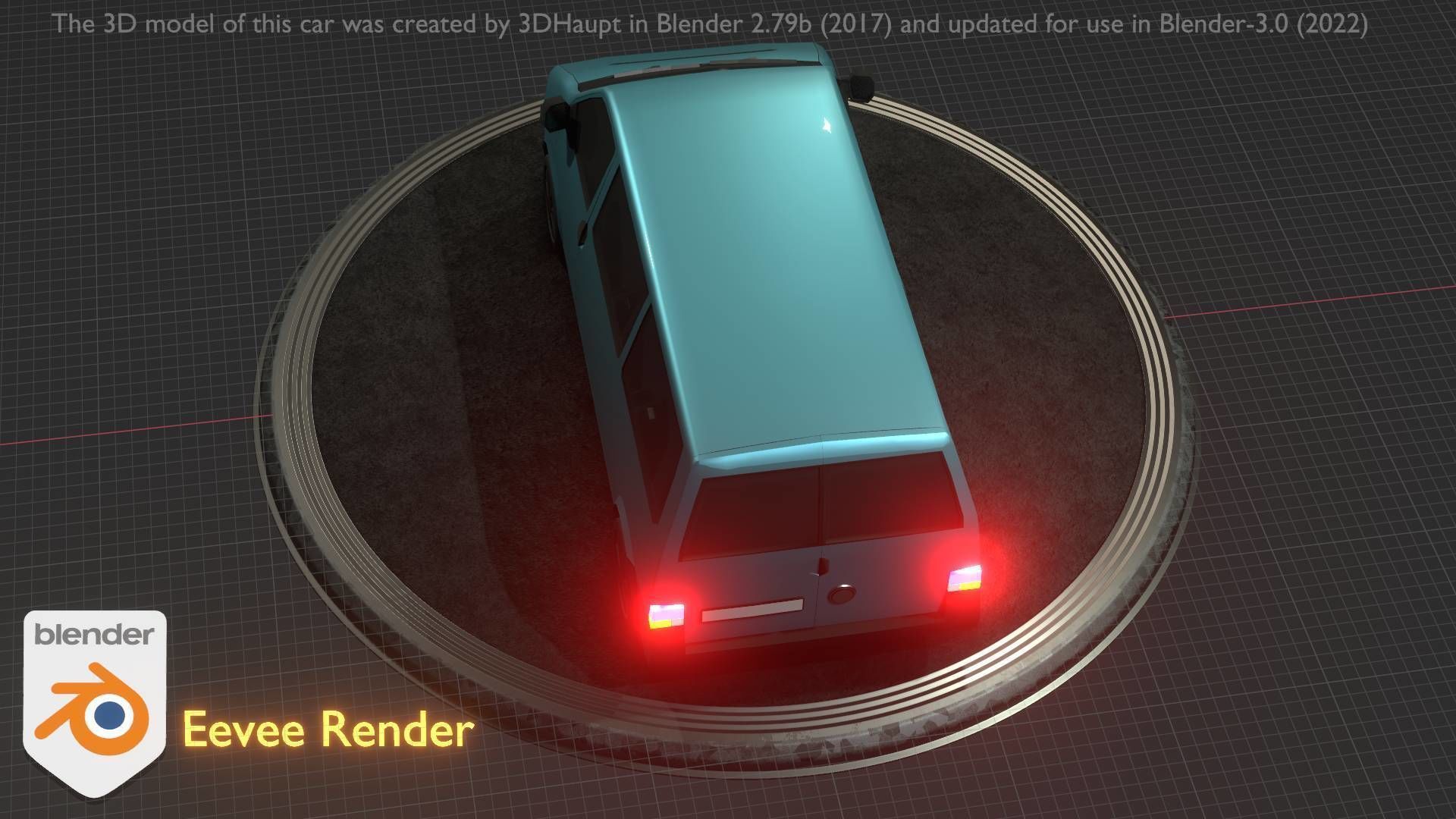 City Car 57 Commercial Minibus Type-C Blue Low-poly 3D model_19