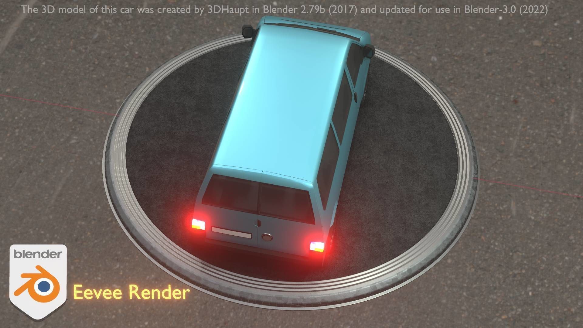 City Car 57 Commercial Minibus Type-C Blue Low-poly 3D model_67