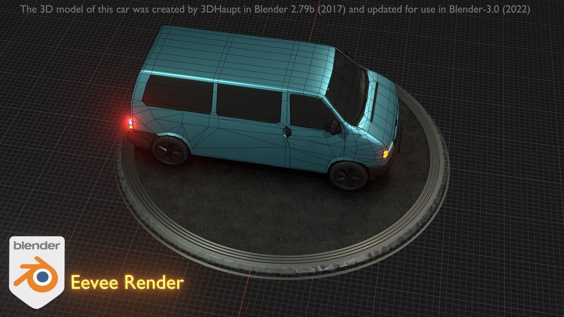 City Car 57 Commercial Minibus Type-C Blue Low-poly 3D model_71