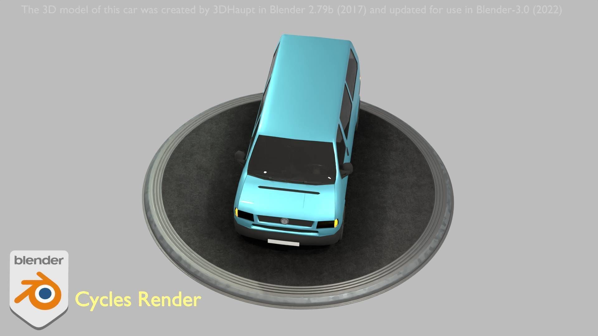 City Car 57 Commercial Minibus Type-C Blue Low-poly 3D model_33