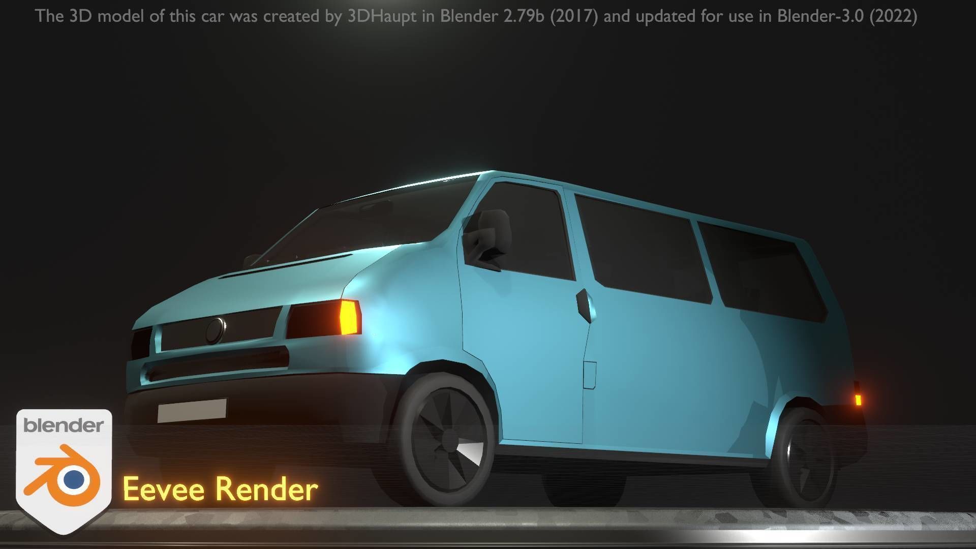 City Car 57 Commercial Minibus Type-C Blue Low-poly 3D model_90