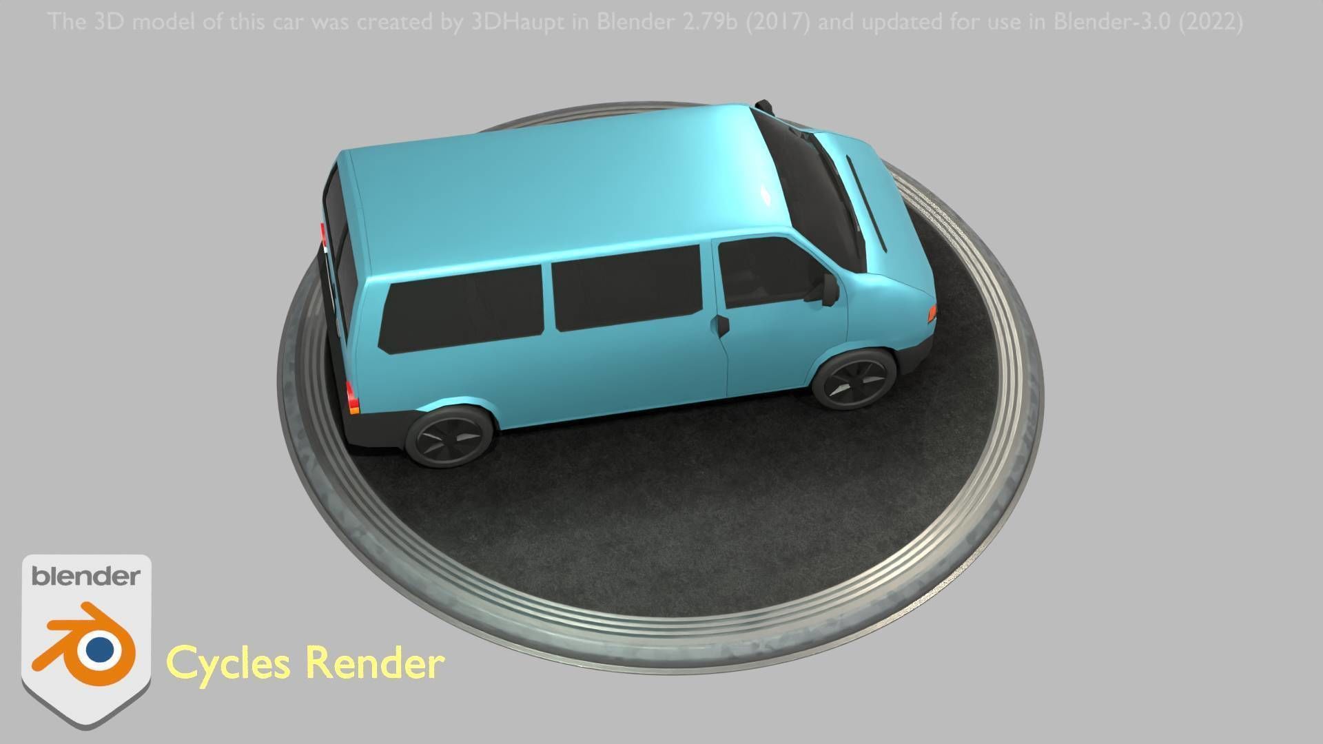 City Car 57 Commercial Minibus Type-C Blue Low-poly 3D model_70