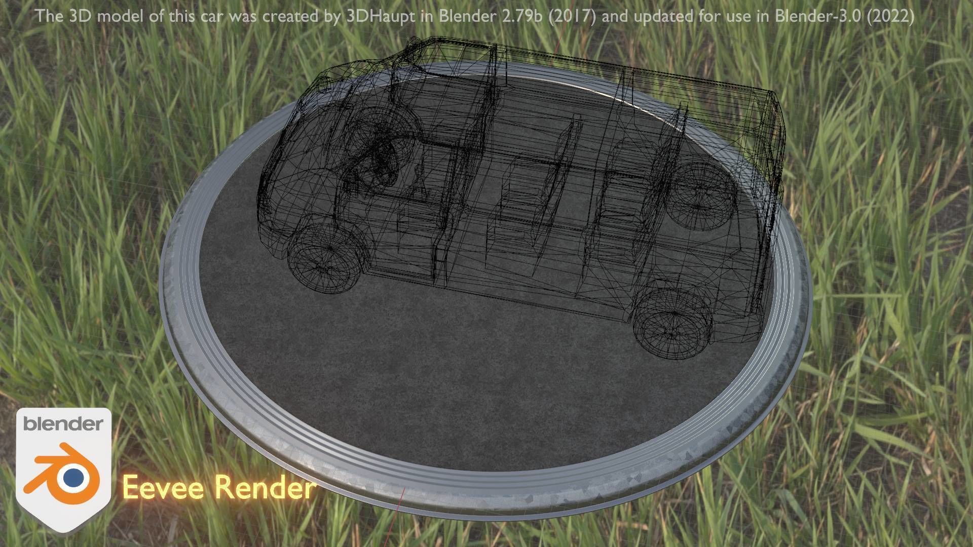 City Car 57 Commercial Minibus Type-C Blue Low-poly 3D model_63