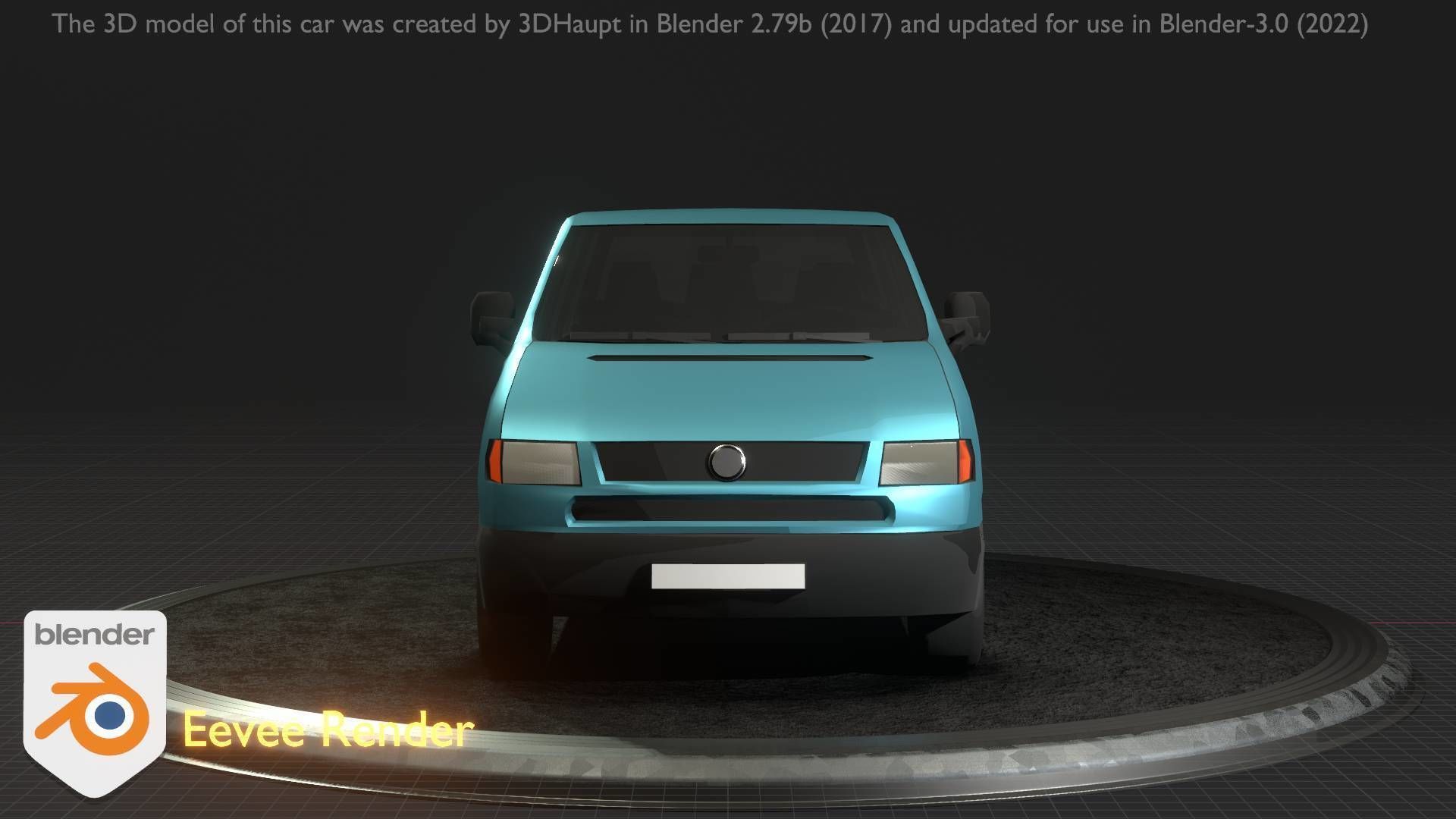 City Car 57 Commercial Minibus Type-C Blue Low-poly 3D model_88