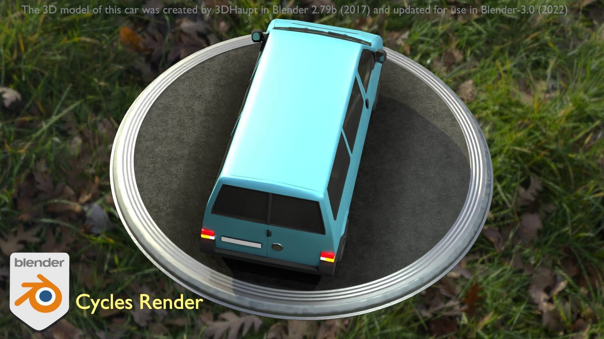 City Car 57 Commercial Minibus Type-C Blue Low-poly 3D model_28