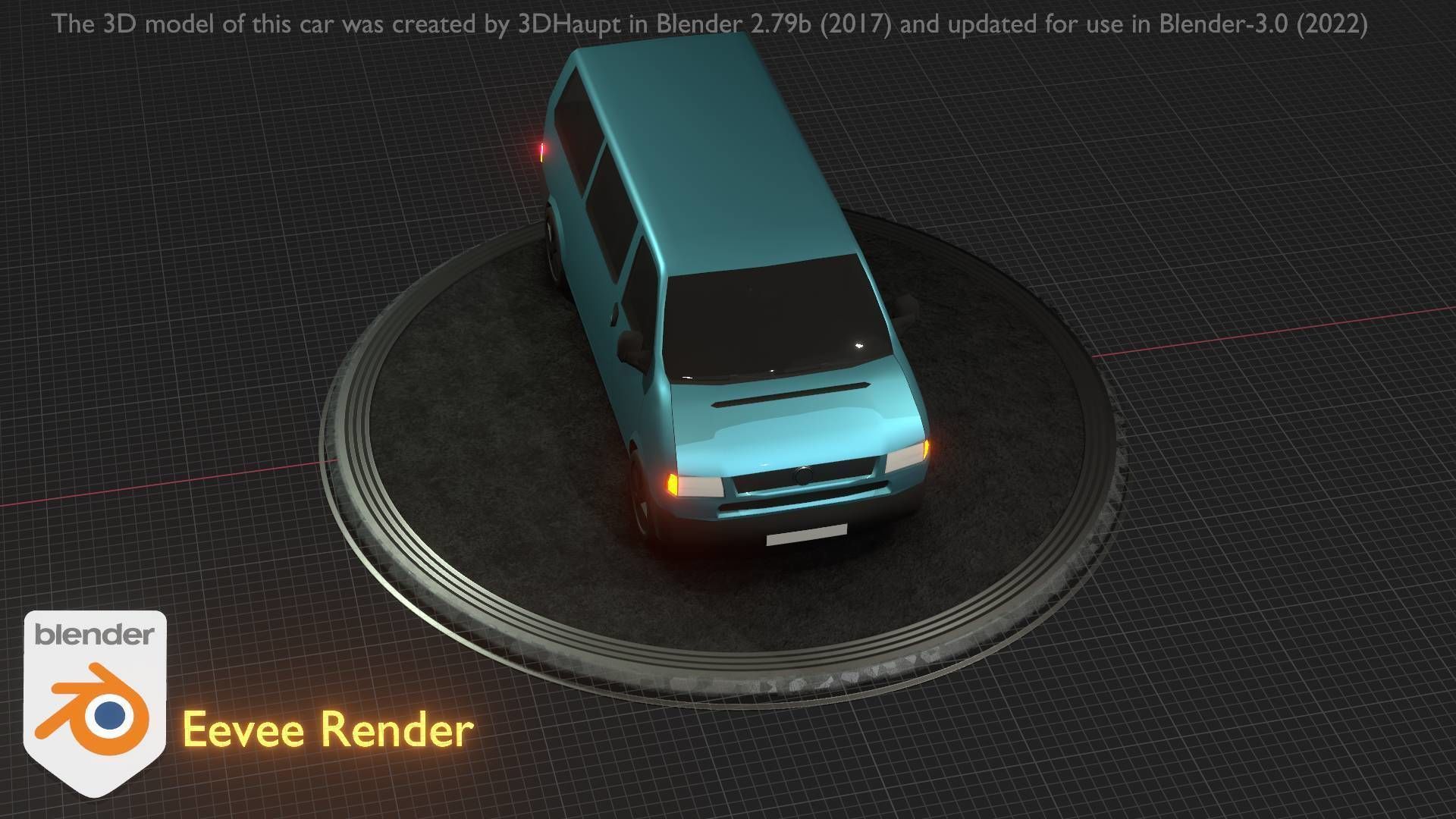 City Car 57 Commercial Minibus Type-C Blue Low-poly 3D model_32