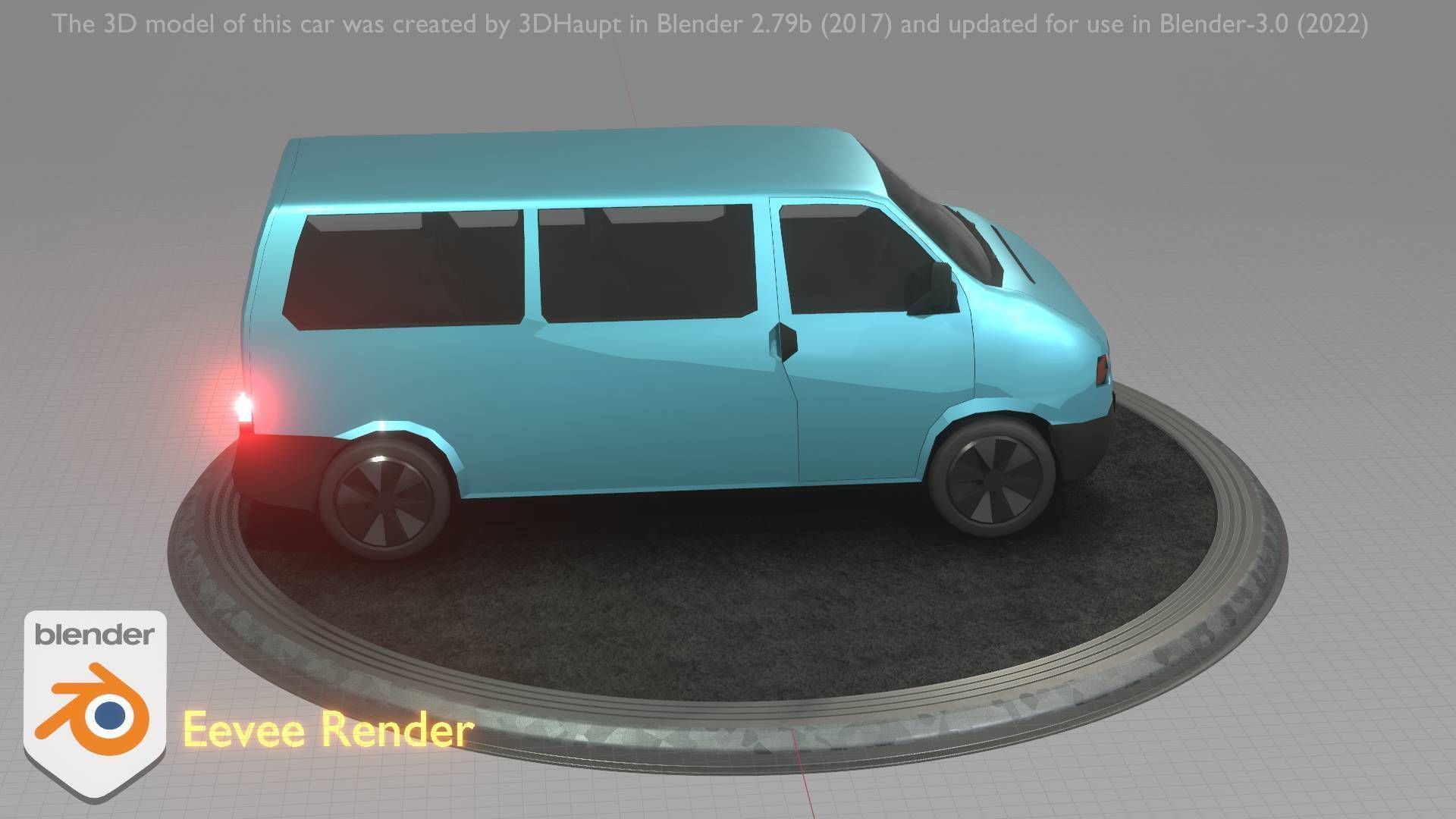 City Car 57 Commercial Minibus Type-C Blue Low-poly 3D model_99