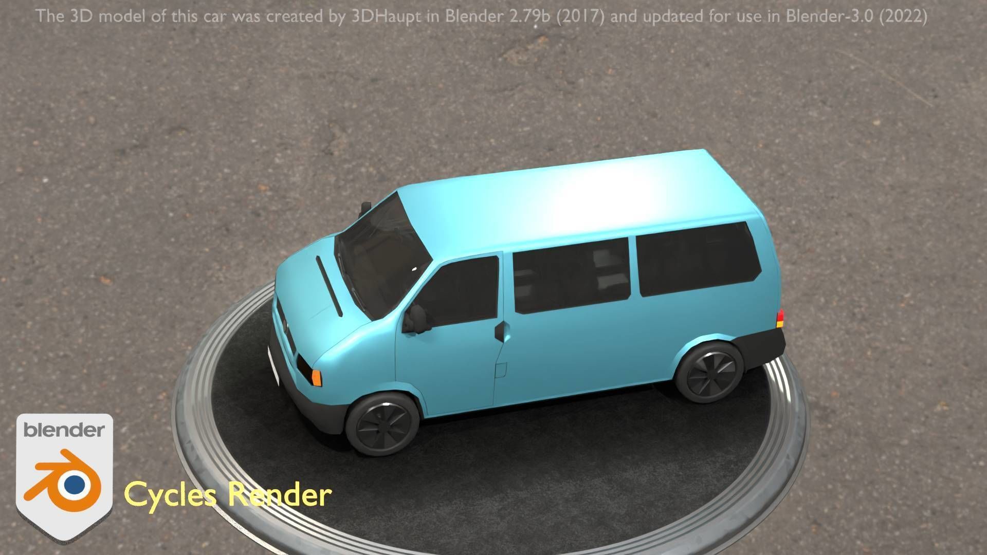 City Car 57 Commercial Minibus Type-C Blue Low-poly 3D model_78