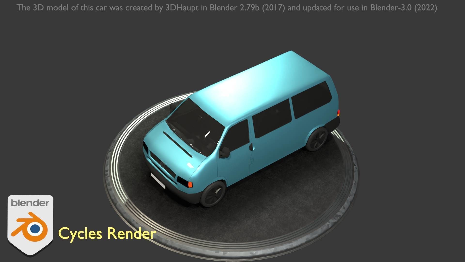 City Car 57 Commercial Minibus Type-C Blue Low-poly 3D model_35