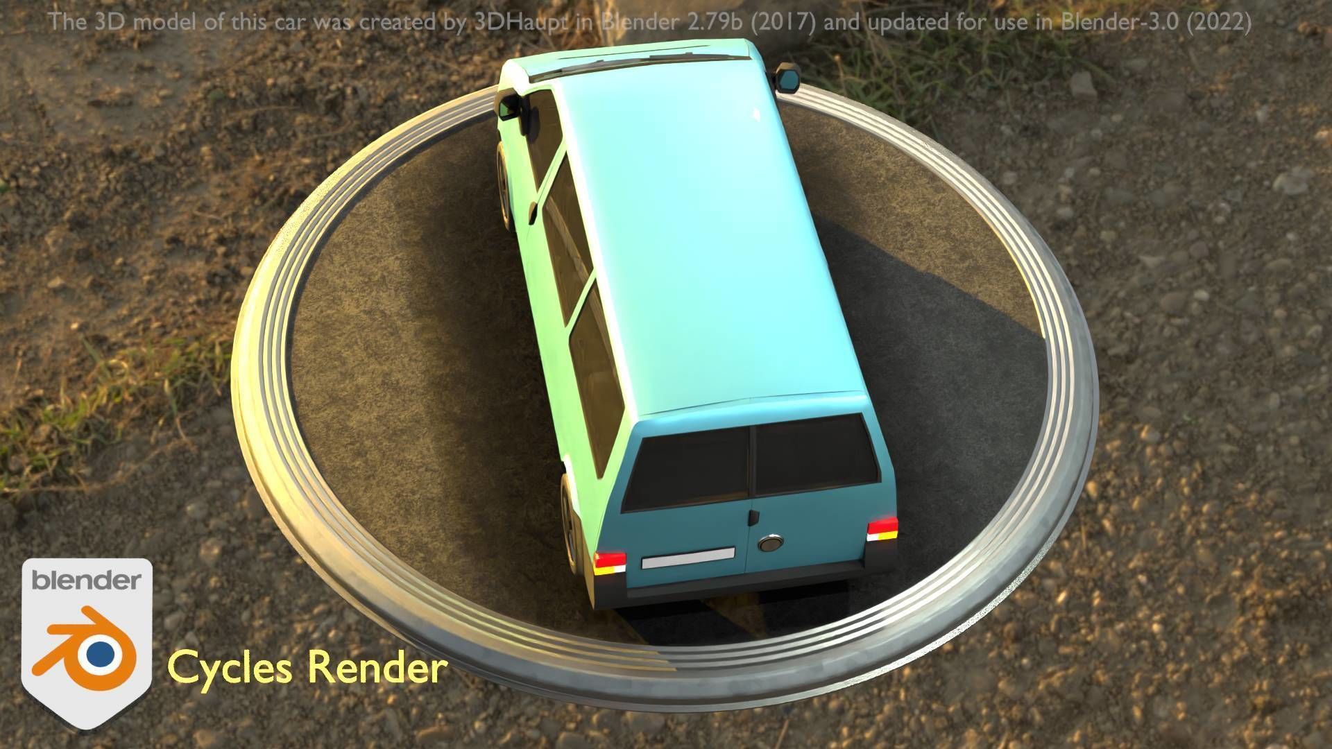 City Car 57 Commercial Minibus Type-C Blue Low-poly 3D model_66