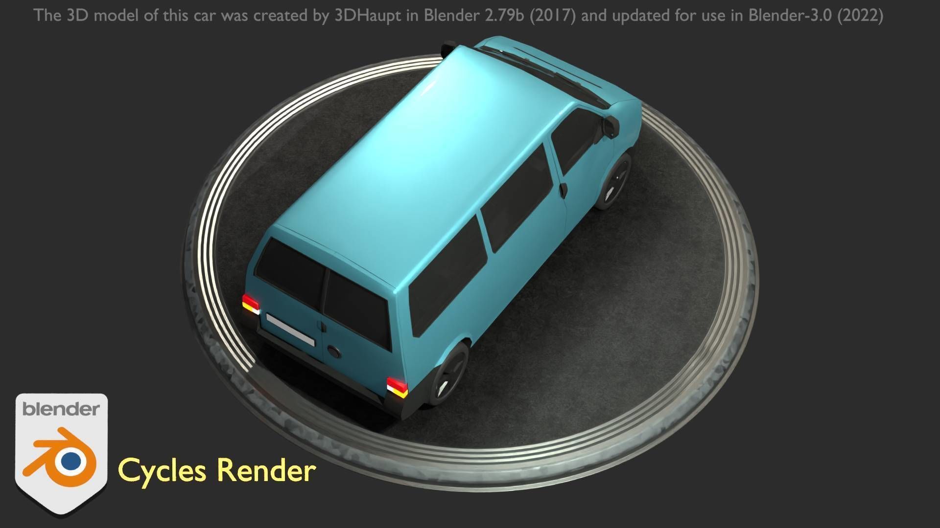 City Car 57 Commercial Minibus Type-C Blue Low-poly 3D model_68