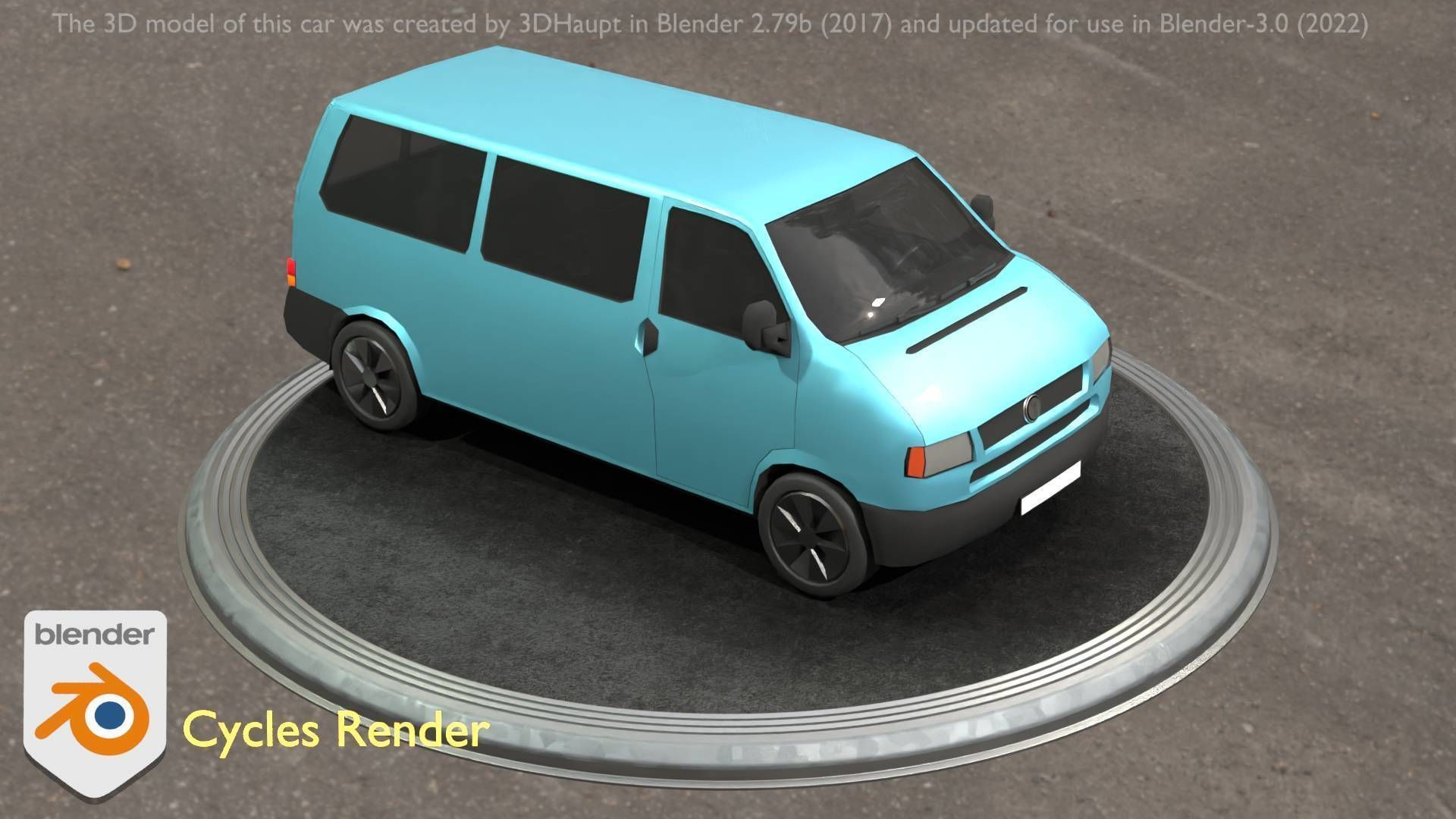 City Car 57 Commercial Minibus Type-C Blue Low-poly 3D model_57