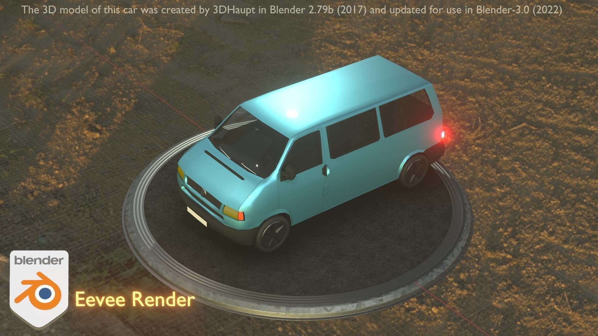 City Car 57 Commercial Minibus Type-C Blue Low-poly 3D model_77
